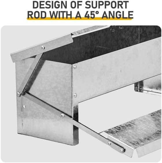Treadle Chicken Feeder - Rodent Proof No Waste | Weatherproof Galvanized Steel Large Capacity Poultry Feeder for Chickens Ducks (Holds Grit/Oyster Shell, Silver)