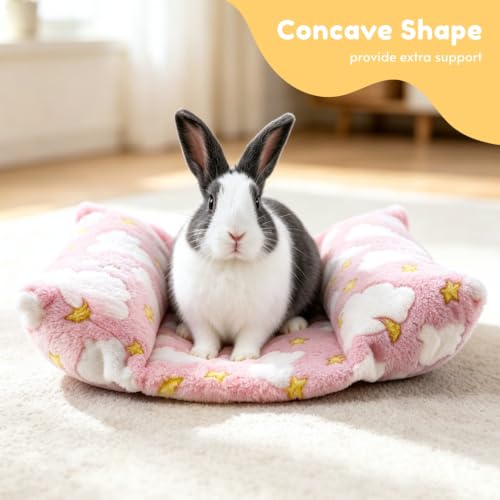 Rabbit Bed with Pillows, Dual-Sided 17"x15" Washable Lounger Pad - 17 x 15 inches, Pink Cloud - Image 3