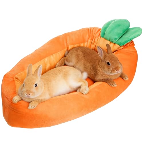 Hiceeden Carrot Bunny Bed, 24" × 12" Rabbit Bed with Removable Cushion - Medium to Large, Orange, Polyester by Hiceeden