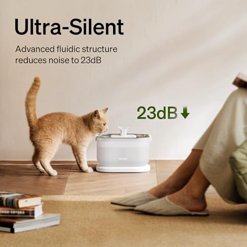 PETLIBRO Cat Water Fountain Stainless Steel Tray - 2.5L Fountain, White, 2.49 liters, 2.5L Automatic Water Dispenser for Cats - Image 4