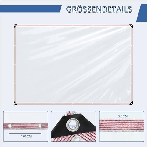 Clear Tarp Waterproof with Grommets 8x12ft,Transparent Tarpaulin Large (Small),Heavy Duty PVC Vinyl Tarps Cover for Outdoor/Camping/Plant/Garden/Chicken Coop