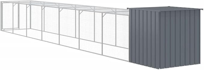 Extra-Large Chicken Cage 320"x43" Galvanized Steel Poultry Run Outdoor Coop Anthracite Weather-Resistant Spacious Pen for Backyard Farm Garden