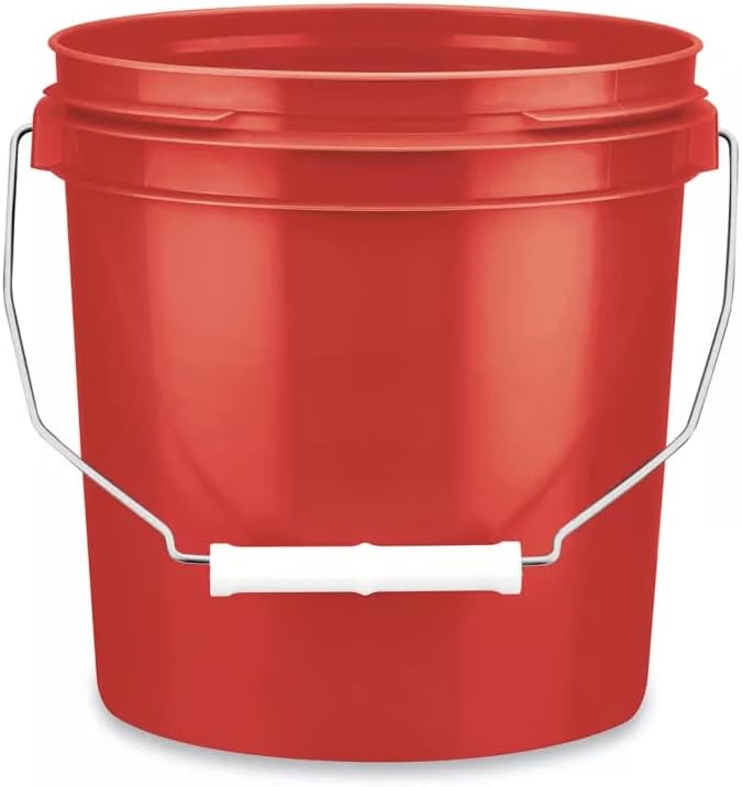 House Naturals 1 Gallon Food Grade BPA Free Bucket Container with Lids (Pack of 5) Made in USA (5, Red)