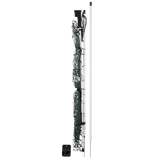 Premier 1 PoultryNet® 48"H x 20'L Electric Net Gate with Drivable Posts for Chickens, Ducks, Geese | Green/Black Net with White Posts (20' Length)