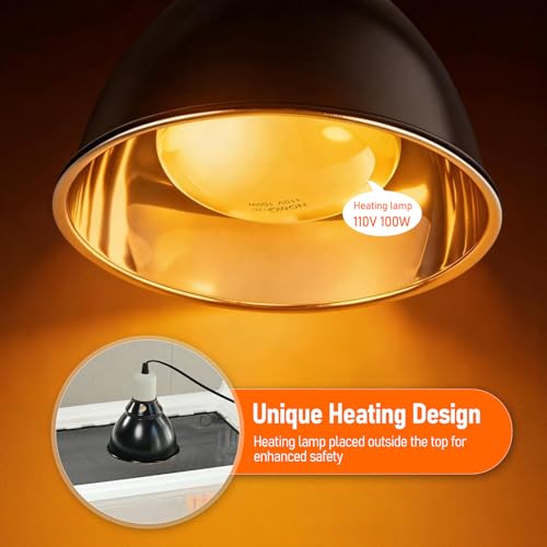 Chick Brooder Box with Adjustable Heat Lamp, Waterer & Feeder - white, Metal & Plastic - Image 3