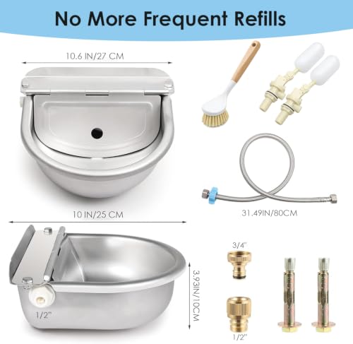 Automatic Chicken Waterer, Stainless Steel Poultry Water Dispenser - Metallic, 2.5 liters - Image 3