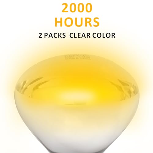 Aiicioo 250W R40 Clear Heat Lamp Bulb R40 Incandescent Heat lamp Bulb for Pets Flood Light - Glass, 2 Pack - Image 4