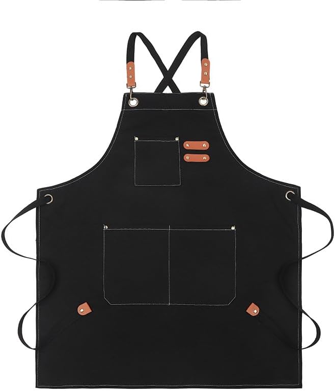 Unisex Canvas Apron - Water-Resistant, Breathable with Large Pockets for Gardening, Grilling, Lawn Care, Kitchen & Cleaning
