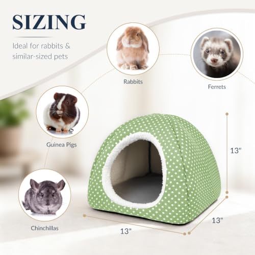 Rabbit Hideout Large Bunny Bed Washable Rabbit House - Green, Polyester - Image 6