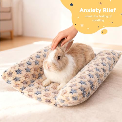 Rabbit Bed with Pillows, Dual-Sided 17"x15" Washable Lounger Pad - 17x15x4 inches, Yellow Star, Polyester - Image 5