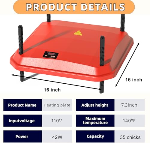 Chick Brooder Heating Plate, Brooder Heater for Chicks - Red, Polyester - Image 2