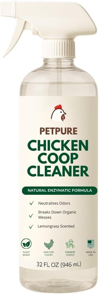 Chicken Coop Cleaner – Enzymatic Odor Remover & Waste Dissolver for Poultry Care | Non-Toxic, Biodegradable Chicken Coop Refresher I Naturally Breaks Down Organic Messes & Eliminates Smells
