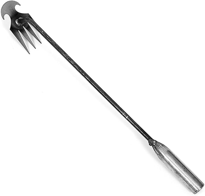 Weed Puller Tool, Weeding Artifact Uprooting Weeding Tool, Garden Weeder Tool 4 Teeth Manganese Steel Forged, Weed Master Weeding Tool, Weed Removal Tool for Vegetable Backyard Farm (Silver-40cm)