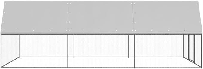 Galvanized Steel Chicken Coop 118 x 118 x 79 in Outdoor Kennel Silver Rectangle Frame with UV-Resistant Cover Large Poultry Cage for Backyard Flock and Garden Use