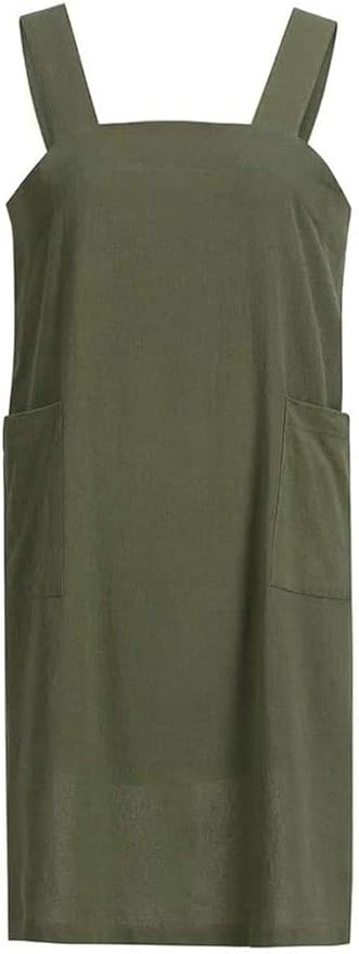 Japanese Pinafore Apron Smock Cotton Apron with Pockets Plus Size Aprons for Women