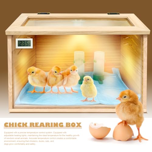 Chicken Brooder Box for Chicks & Quail with 3 Absorbent Pads - Beige, Wood, Feeder and Waterer - Image 4