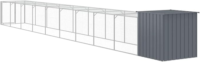 Extra Large Chicken Cage 43.3 x 400.4 in Galvanized Steel Habitat Modern Anthracite Finish Spacious Secure Walk-in Coop for Outdoor Backyard Poultry