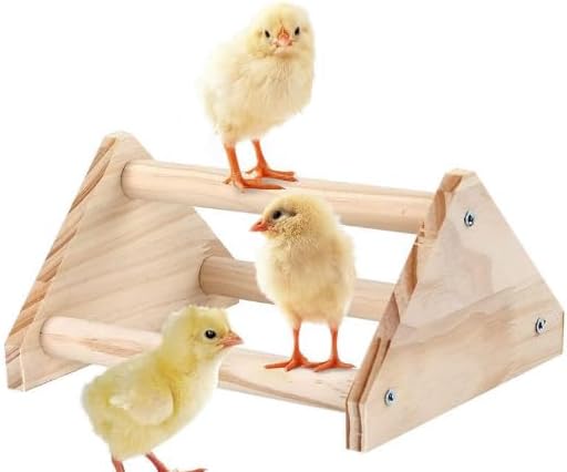 Long Pine Wooden Chick Perch Set, 2 Pieces, Roosting Bar with Holes, Brooder and Coop Accessories, Jungle Gym Fun Toys for Baby Chickens