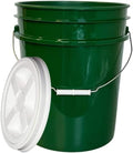 House Naturals 5 Gallon Green Food Grade Bucket with White Screw On Air Tight Lid- BPA Free Made in USA Pail