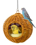 Chewproof Steel Frame Bird Nest for Cage, Washable Small Bed Hammock - S-Long Chain-brown for Small Birds, Chew-resistant Steel Frame by Jevnd