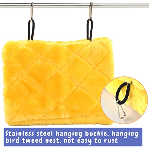 Pet Bird Nest Hammock Hanging Cave Cage Plush Snuggle Happy Hut Tent Bed - Medium (9"x 5.31"x 6.3"), Yellow, Cotton - Image 3