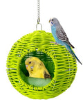 Chewproof Steel Frame Bird Nest for Cage, Washable Small Bed Hammock - S-Long Chain-green for Small Birds, Chew-resistant Steel Frame by Jevnd