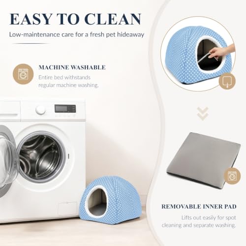 Rabbit Hideout Large Bunny Bed Washable Rabbit House - Light blue, Foam - Image 5