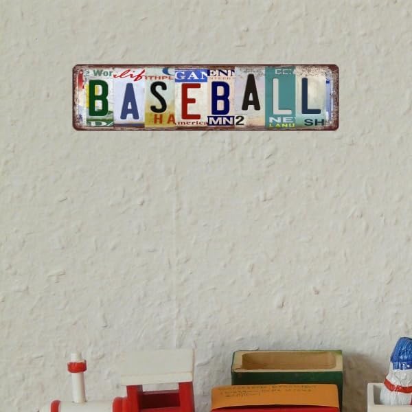 Baseball Wall Decor Baseball Room Decor For Boys Tin Sign Vintage Sports Decor Poster Memorabilia Baseball Street Signs Man Cave Home Room Bar Wall Decor 16 X 4 Inches