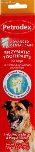 Petrodex Toothpaste for Dogs and Puppies, Cleans Teeth and Fights Bad Breath, Reduces Plaque and Tartar Formation, Enzymatic Toothpaste, Poultry Flavor, 2.5oz