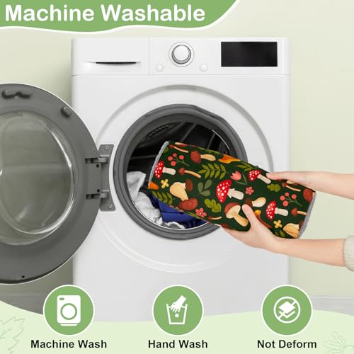 15"x14" Soft Plush Rabbit Bed Washable Cuddle Mat for Small Pets - Medium, Green Mushrooms, Polyester - Image 4