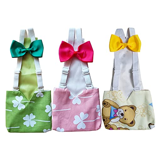 3 Pcs Small Chicken Diapers(XS), Duckling Duck Diapers for Real Ducks Hens - For Approx. 0.1-0.55 lbs, PINK-GREEN-YELLOW, Nylon by PIEITI