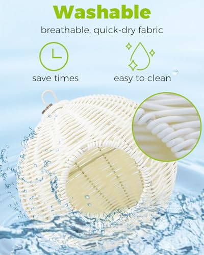 Chewproof Steel Frame Bird Nest for Cage, Washable Small Bed Hammock - S-Long Chain-white for Small Birds, Chew-resistant Steel Frame - Image 3