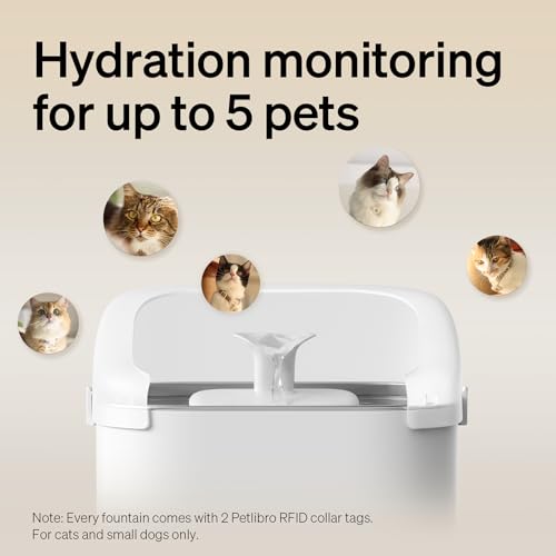 PETLIBRO Cats Water Fountain for Multi Cats, Cat Fountain with RFID Recognition Each Pet - White, Stainless Steel, 3 liters - Image 7