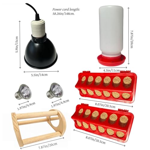 Chick Starter Kit with 75w Heat Lamp, 5-in-1 Baby Chicken Brooder Supplies - red, white, black, Metal & Plastic - Image 2