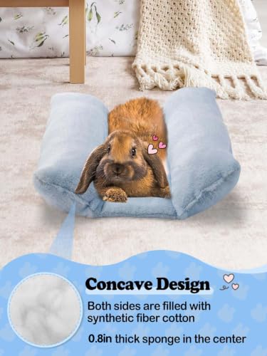 MEWTOGO 15.7" x 14" Bunny Bed for Rabbit Cage - 15.7 x 14In, Light Blue, Cotton, Thickened & Soft - Image 6