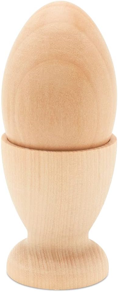 Wooden Egg Holder 2-1/8 inch, Pack of 6 Egg Cups, 2-1/2 inch Flat Bottom Eggs in a Cup, Wood Egg Unfinished, by Woodpeckers