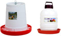 Farm-TUFF Top Fill Hanging Automatic Poultry Fountain Waterer, 5 Gallon Capacity & Poultry Feeder with Customizable Flow Rates, 17 Pound Capacity (Combo Pack)