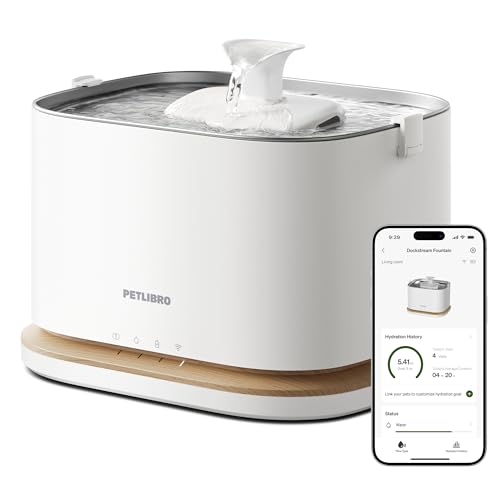 PETLIBRO Upgrade Cat Water Fountain, Cordless Cat Fountain Battery Operated - White, Acrylonitrile Butadiene Styrene (ABS) & Stainless Steel, 3 liters by PETLIBRO