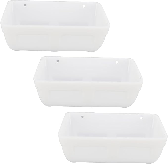 3 Pack Hanging Chicken Feeder Trough, Large Capacity Space Saving Plastic Chicken Feeder Trough, Minimized Feed Waste for Farm Coop and Outdoor Use (White)