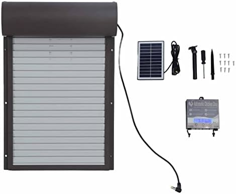 Chicken Coop Door Automatic Solar Powered Coop Door, Solid Metal Rolling Curtain Chicken House Door with Timer for Chicken Duck Poultry, Electric Chicken Door Solar Coop Door