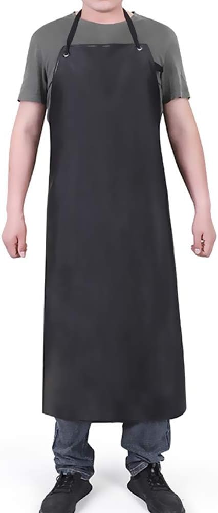 Waterproof Apron Rubber Vinyl, Heavy Duty 43" x 31" Plastic Apron Keeps You Clean and Dry When Dishwashing, Lab Work, Butcher