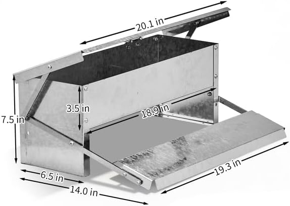 Treadle Chicken Feeder - Rodent Proof No Waste | Weatherproof Galvanized Steel Large Capacity Poultry Feeder for Chickens Ducks (Holds Grit/Oyster Shell, Silver)