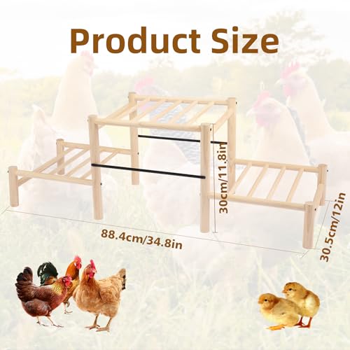 Chicken Perch, Natural Beech Wood Roosting Ladder for Poultry - 34.8in×12in×11.8in, Wood color - Image 3