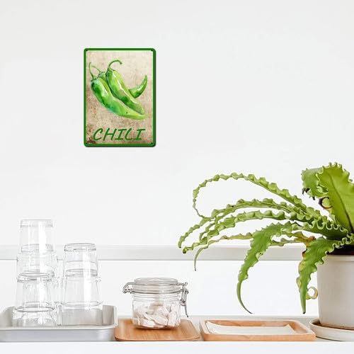 Vegetables Metal Sign Vintage Decor Chili Sign Farm Wall Decor Sturdy Rust Waterproof Aluminum Signs for Outdoor Yard Garden Easy to Install 12x16inch