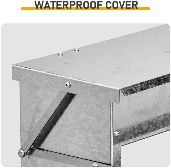 Treadle Chicken Feeder - Rodent Proof No Waste | Weatherproof Galvanized Steel Large Capacity Poultry Feeder for Chickens Ducks (Holds Grit/Oyster Shell, Silver)