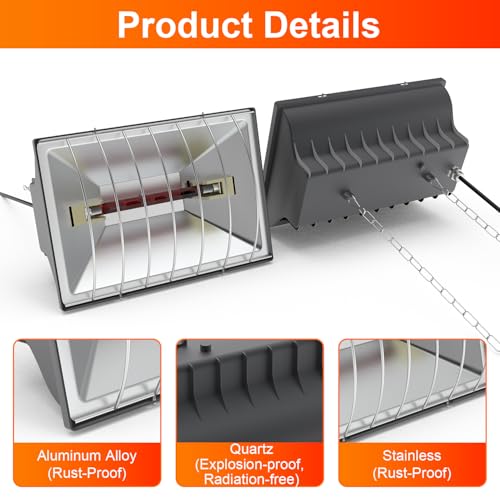 UTFEEDY Chicken Coop Heater, Aluminum Brooder Heater Lamp for 30 Chicks or Duckling - Grey, Aluminum & Carbon Steel & Iron & Metal - Image 5