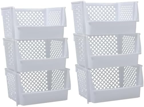 TidyFriend Stackable Storage Bins for Closet Organizers and Storage 6 Pack, Closet Organization for Kids Room and Home Organization (White)