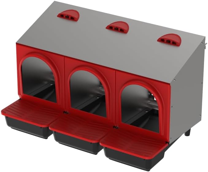 My Favorite Chicken Metal Rollout Nest Box – Roll Away Egg Laying Box for Chickens, Wall Mount Coop Nesting Box, Easy Clean Removable Buckets, Heavy-Duty Galvanized (Three Hole)