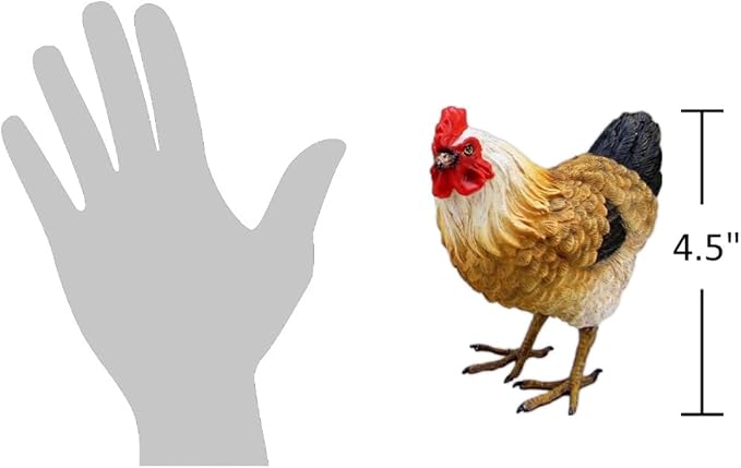 The Bridge Collection Rustic Farmhouse Rooster Figurine - Decorative Chicken Statue for Country Kitchen, Barnyard Themed Home Décor, and Farmhouse Accents