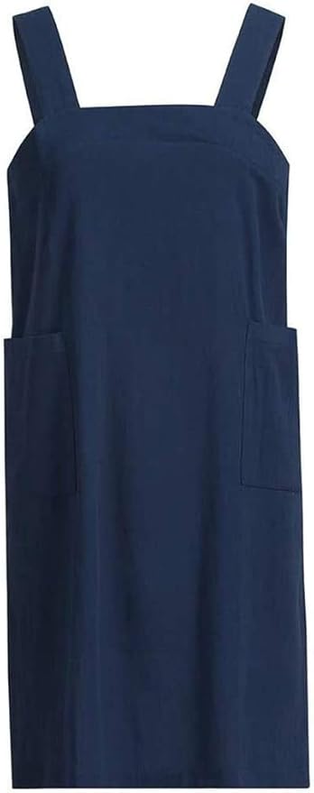Japanese Pinafore Apron Smock Cotton Apron with Pockets Plus Size Aprons for Women